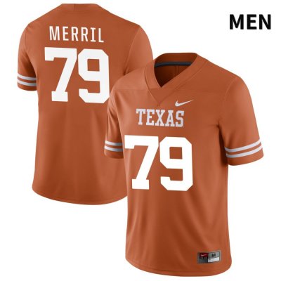 Texas Longhorns Men's #79 Max Merril Authentic Orange NIL 2022 College Football Jersey PJP52P0S